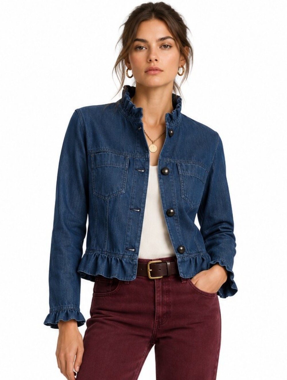 Banana Republic Ruffle Denim Jacket
